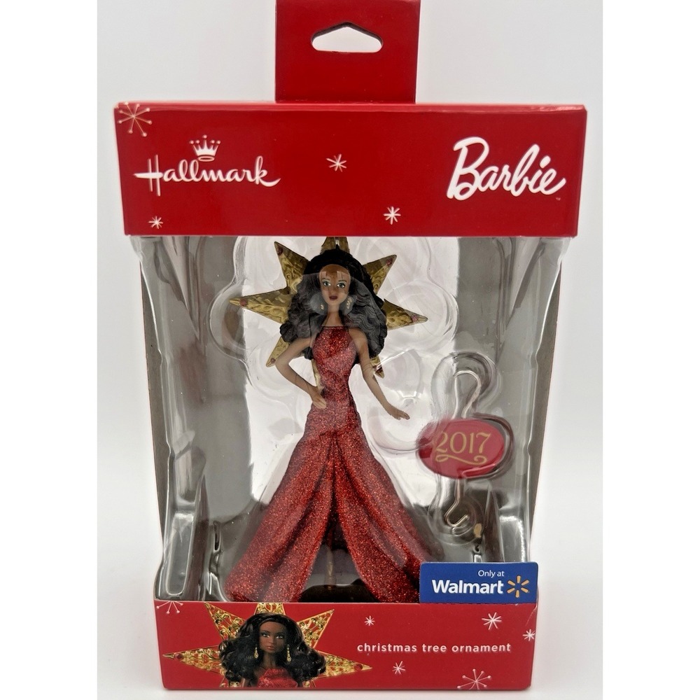 Hallmark African American Barbie 2017 Ornament Red Sparkle Gown Mattel